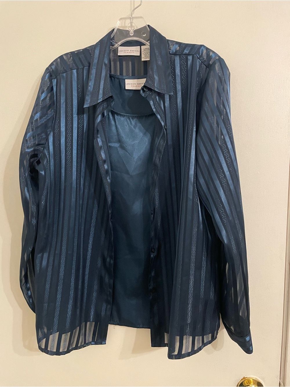 Jaclyn Smith Sheer Striped Button-Up Blouse